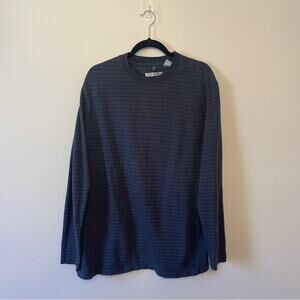 Geoffrey Beene XL stripe long sleeve t-shirt gray classic preppy crewneckline